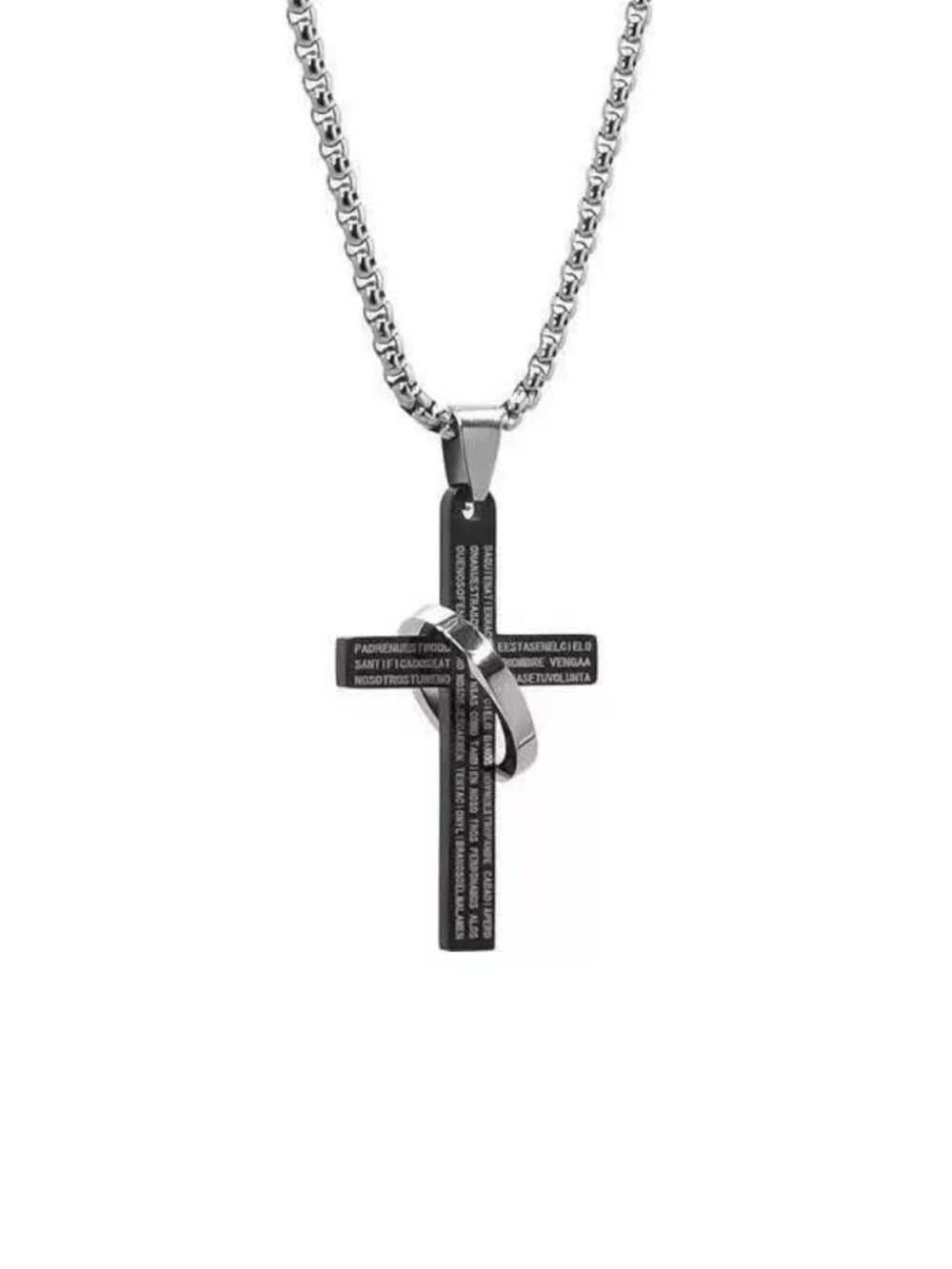 BRAND NEW Men Stainless Steel Plain Black Cross Pendant Necklace
